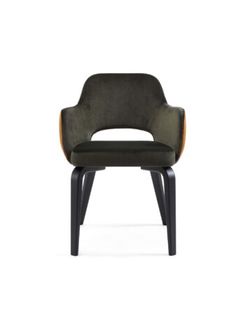 Hemelaer Interior Durlet Messeyne messeyne chair leather habano fabric darkgreen feet black 1
