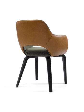Hemelaer Interior Durlet Messeyne messeyne chair leather habano fabric darkgreen feet black 3