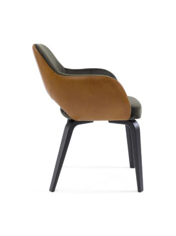 Hemelaer Interior Durlet Messeyne messeyne chair leather habano fabric darkgreen feet black 4