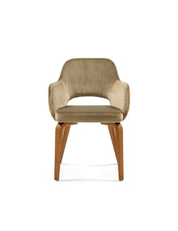 Hemelaer Interior Durlet Messeyne messeyne chair leather habano fabric gold feet walnut 1