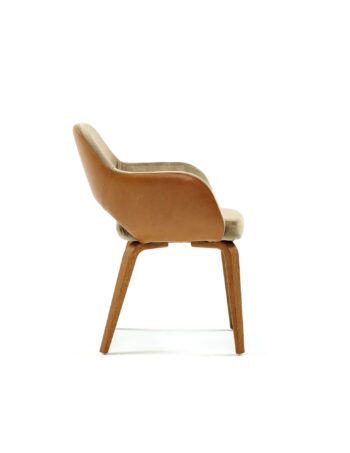 Hemelaer Interior Durlet Messeyne messeyne chair leather habano fabric gold feet walnut 2