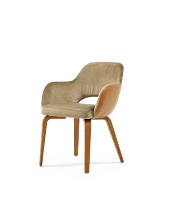 Hemelaer Interior Durlet Messeyne messeyne chair leather habano fabric gold feet walnut 4